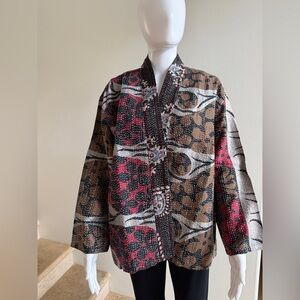 100% Silk Reversible Kantha Jacket, One Size